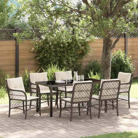 vidaXL Ensemble de salle à manger pour jardin 7 pcs Marron polyrotin (1/5)