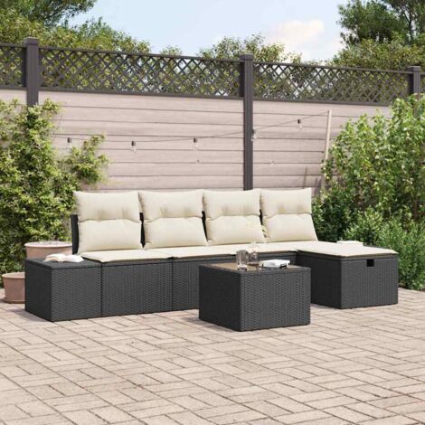 vidaXL Ensemble de canapé de jardin 6 pcs Noir 55 x 62 x 69 cm (1/5)