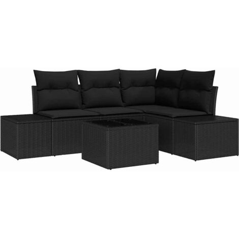 Ensemble de canapé de jardin avec coussin 5 pcs Noir vidaXL (1/5)