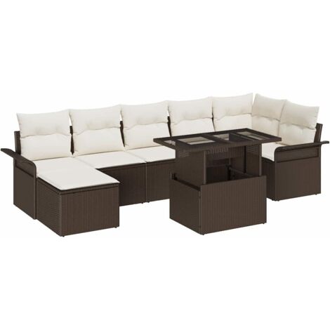 vidaXL Ensemble de canapé de jardin 8 pcs Marron Poly rotin (1/5)