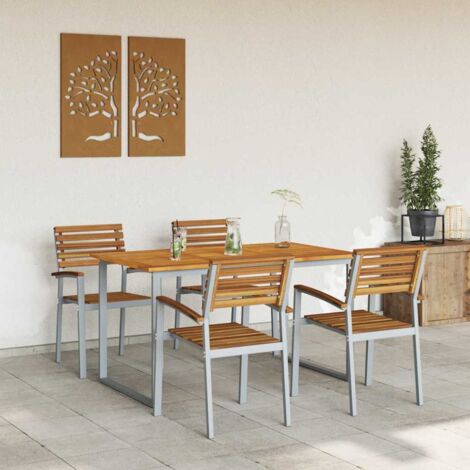 vidaXL Ensemble de salle à manger pour jardin 5 pcs Gris et marron (1/5)