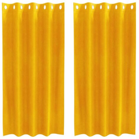 Rideaux 2 pcs Jaune moutarde 140 x 175 cm Velours vidaXL