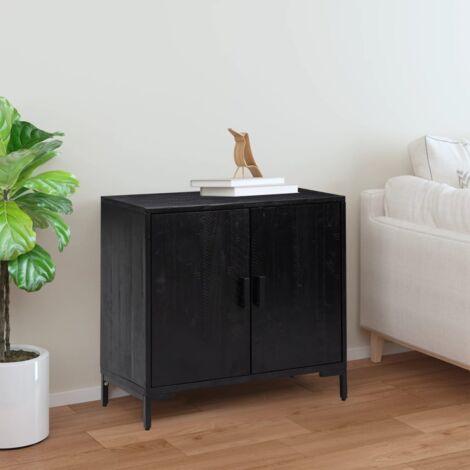 Buffet Noir 75x35x70 cm Bois de pin massif vidaXL (1/5)