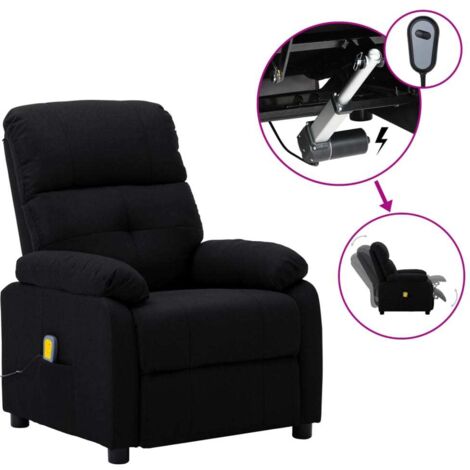 Fauteuil Scandinave électrique de massage, Fauteuil TV Chaise de Salon, Noir Tissu vidaXL