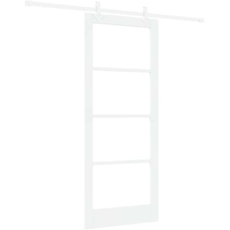 vidaXL Porte coulissante Blanc 83 x 202 cm Bois de pin massif et verre (1/5)