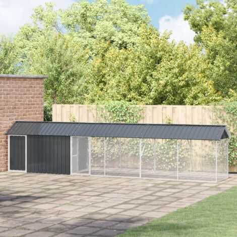vidaXL Aviary pour oiseaux , extension anthracite, 112 x 640 x 141 cm, en acier