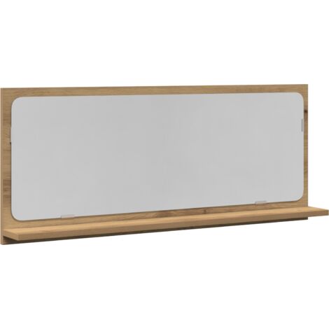 Vidaxl – Étagère miroir murale en bois d'ingénierie 90 x 10,5 x 37 cm – Miroir plat sans déformation – Installation murale pour gain de place (1/5)
