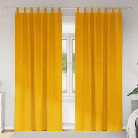 Rideaux 2 pcs jaune moutarde 140 x 245 cm Velours vidaXL