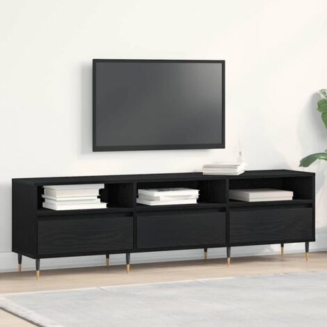 Vidaxl – Meuble TV chêne noir 150x30x44,5 cm – Bois d'ingénierie – Avec porte à charnières – Assemblage requis (1/5)