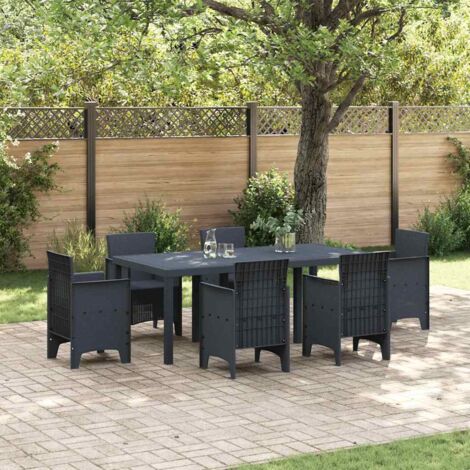 Vidaxl – Table de jardin rectangulaire en polyrotin anthracite 200 x 100 x 73 cm – Cadre en acier résistant aux intempéries – Idéale pour repas en extérieur