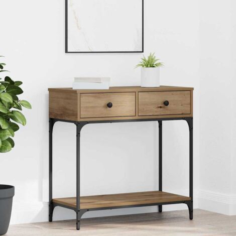Vidaxl – Table console chêne artisanal 75 x 34,5 x 75 cm – Avec tiroir et étagère – Design rectangulaire pour couloirs et salons