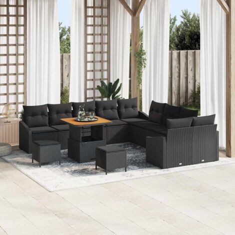 vidaXL Ensemble de canapé de jardin 13 pcs Noir Poly rotin (1/5)