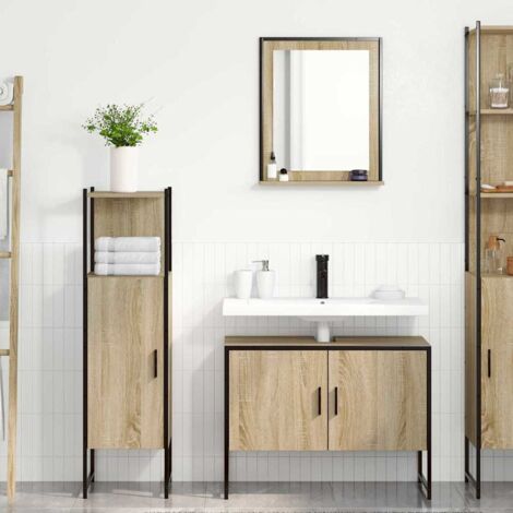 Ensemble de mobilier de salle de bain avec étagère 3 pcs Marron vidaXL (1/5)