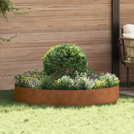 Vidaxl – Anneau de jardinière marron 120 x 120 x 20 cm – Acier patiné résistant aux intempéries – Design épuré pour cadre déco extérieur (1/5)