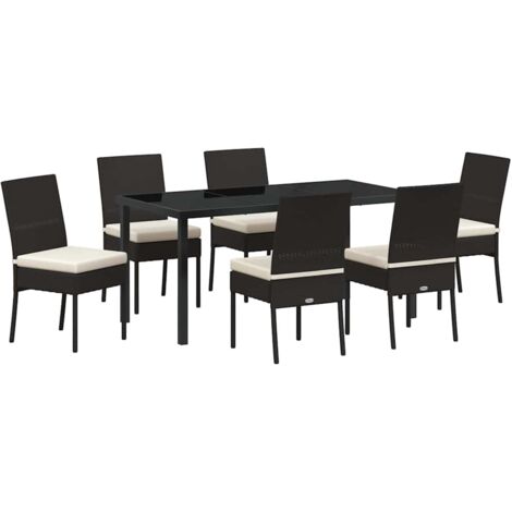 vidaXL Garden Dining Set 7 pcs Black Powder-Coated Steel (1/5)