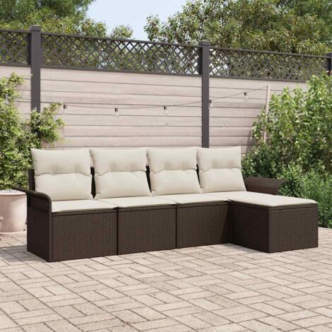 vidaXL Ensemble de canapé de jardin 5 pcs Marron Poly rotin (1/5)