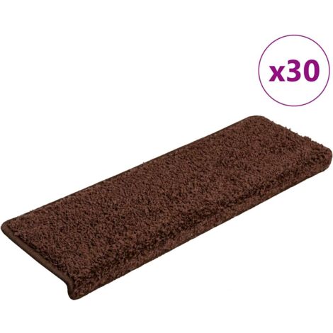 Tapis d'escalier 30 pièces 65 x 21 x 4 cm Marron Bord rectangulaire vidaXL
