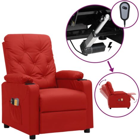 Fauteuil de massage électrique Rouge bordeaux Similicuir vidaXL (1/5)