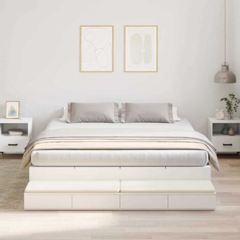 vidaXL Cadre de lit avec rangement Blanc 180 cm Bois d'ingénierie (1/5)