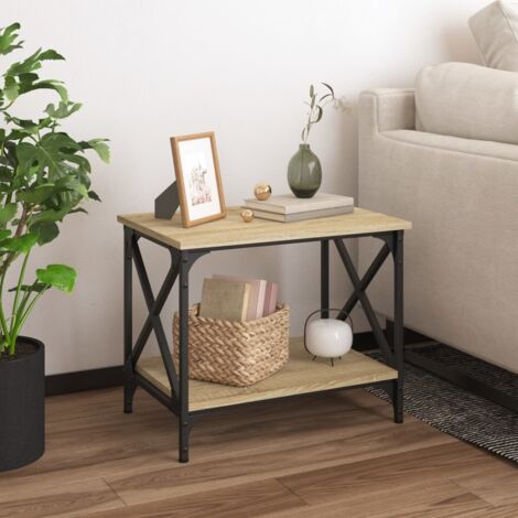 Vidaxl – Table d'appoint chêne sonoma 55x38x45 cm – Bois d'ingénierie résistant à l'humidité – Cadre en acier stable – Pieds réglables pour sols inégaux (1/5)