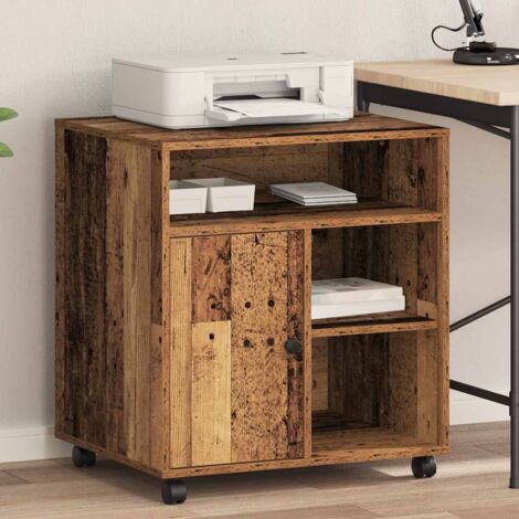 vidaXL Support d'imprimante avec stockage Bois ancien 60 x 50 x 67 cm