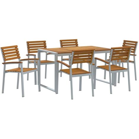 vidaXL Ensemble de salle à manger pour jardin 7 pcs Gris et marron