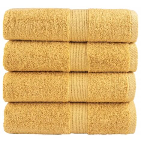 Serviettes de toilette premium SOLUND 4 pièces Or 30 x 30 cm 600 g/m² vidaXL