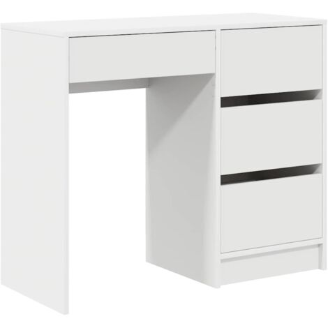 Vidaxl – Bureau droit avec tiroir blanc 90 x 37.5 x 75 cm – Bois d'ingénierie – Design moderne pour télétravail – Surface texturée facile à nettoyer
