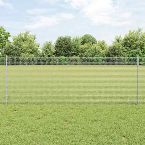Clôture avec poteaux Argent 0.8 x 25 m Acier vidaXL