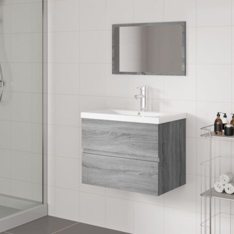 Meubles de salle de bain Sonoma gris Bois d'ingénierie vidaXL