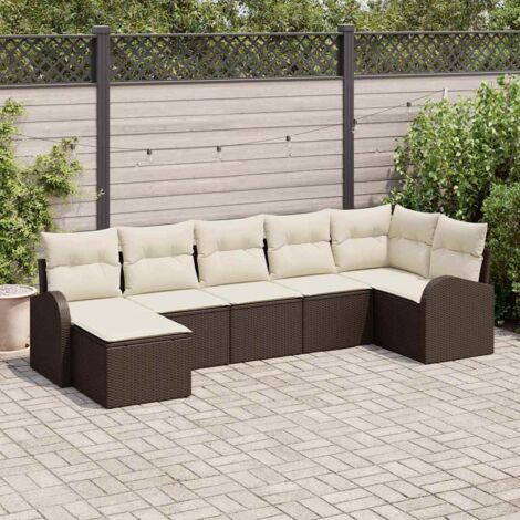Ensemble de canapé de jardin 7 pcs Marron Poly rotin vidaXL (1/5)