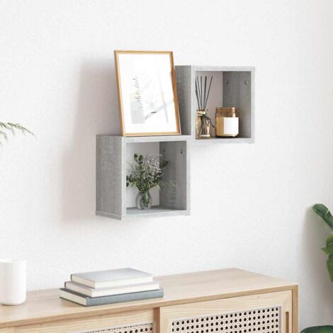 Étagères Murales 2 pcs Gris 26 x 15 x 26 cm Bois d'ingénierie vidaXL (1/5)