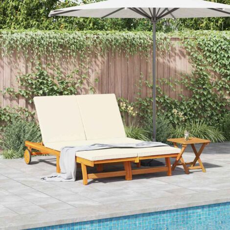 Vidaxl – Transat 2-personne marron en bois d'acacia massif – Dossier ajustable pour confort optimal – Dimensions 200 x 125 x 84 cm