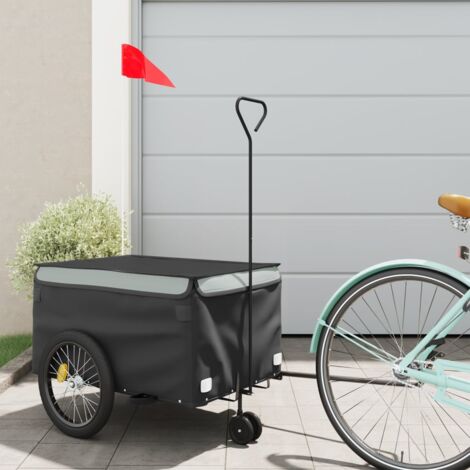 Vidaxl – Remorque de vélo 30 kg fer – Conception pratique avec barre d'attelage – Drapeau de sécurité inclus – Pour transport de marchandises lourdes