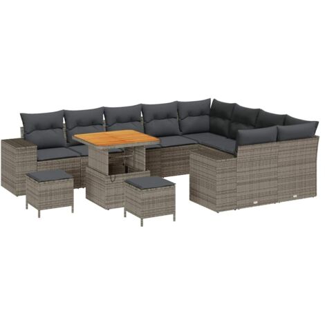 Ensemble de canapé de jardin avec coussin 12 pcs Gris vidaXL (1/5)