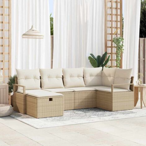 vidaXL Ensemble de canapé de jardin 6 pcs Beige Poly rotin (1/5)