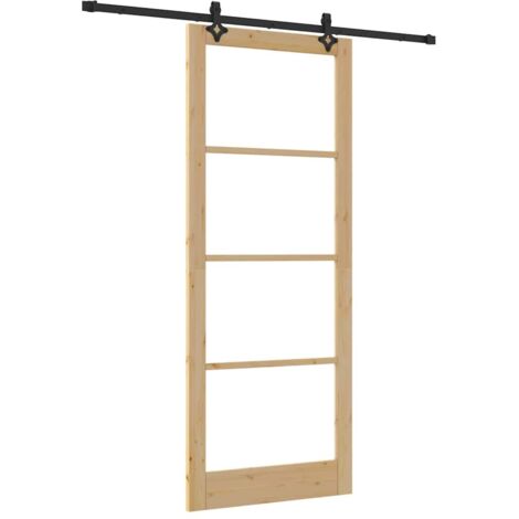 vidaXL Porte coulissante ORKDAL Naturel et Noir 93 x 232 cm