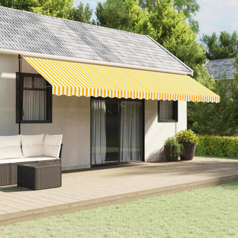 vidaXL Tissu de remplacement de cantonnière d’auvent jaune blanc 6 m (1/6)