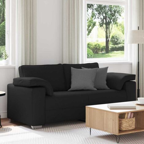 Vidaxl – Canapé d'angle 2 places noir 180 cm – Tissu résistant – Accoudoirs larges pour confort – Design moderne pour salon (1/5)