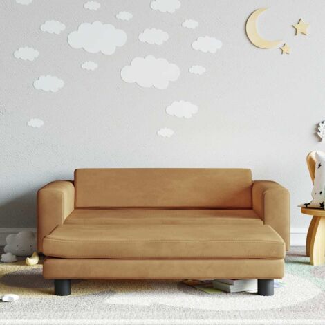vidaXL Kids Sofa with Footstool Brown 100x50x30 cm Velvet