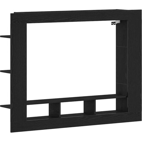 Vidaxl – Meuble TV mural moderne noir en bois d'ingénierie – Dimensions 152 x 22 x 113 cm – Étagères pratiques pour appareils multimédias