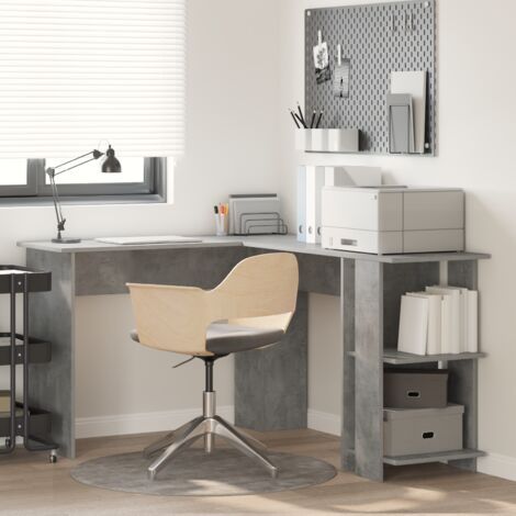 Bureau d'angle avec rangement Gris béton 140 x 113.5 x 75 cm vidaXL