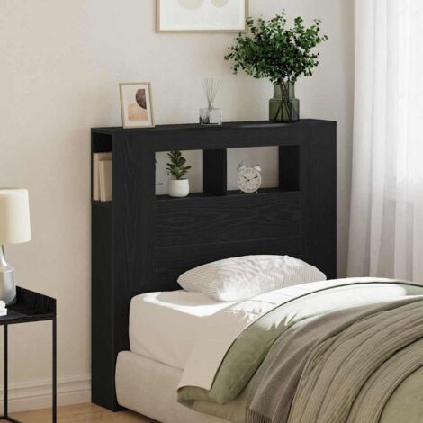 Vidaxl – Tête de lit LED avec étagère en bois d'ingénierie – Chêne noir – Dimensions 100 x 18.5 x 103.5 cm – Ambiance multicolore USB - NOIR 100 X