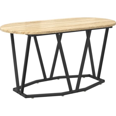 Vidaxl – Table basse ovale en bois d'ingénierie 80 x 40 x 40,5 cm – Ambiance industrielle chic – Pieds noirs stylés – Surface solide pour usage quotidien