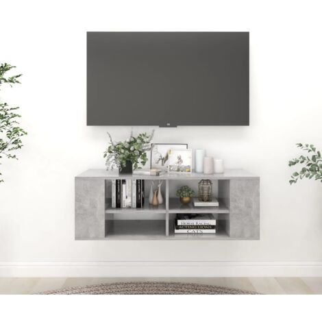 Meuble TV mural Gris béton 102x35x35 cm Bois d’ingénierie vidaXL (1/5)