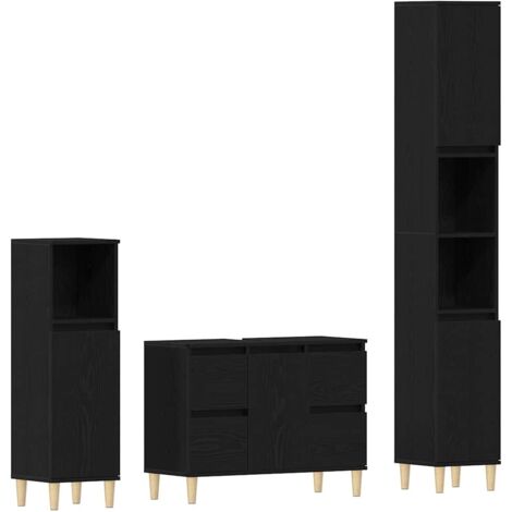 Ensemble de mobilier de salle de bain 3 pcs Chêne noir vidaXL (1/5)