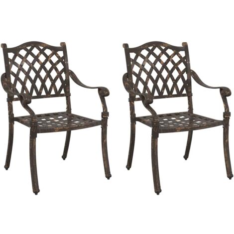 vidaXL Garden Chair 2 pcs Bronze 56 x 55 x 92.5cm Aluminium (1/5)