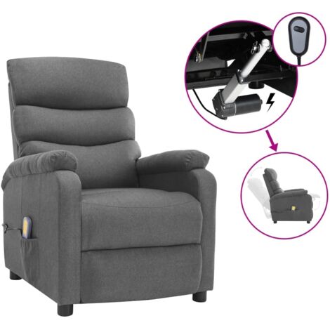 vidaXL Fauteuil électrique de massage Gris clair Tissu (1/5)