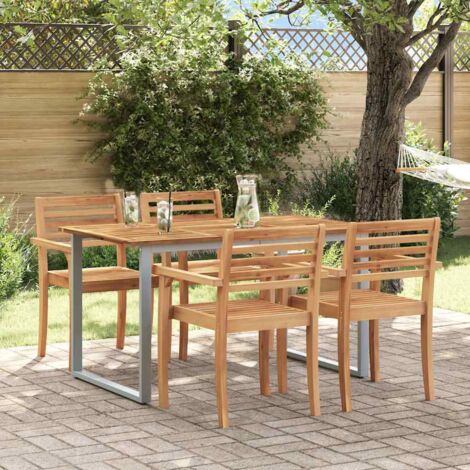 Vidaxl – Table de jardin pour repas 140 x 80 cm – Acier et bois d'acacia – Résistante à l'eau – Design moderne pour extérieur - GRIS 140 X