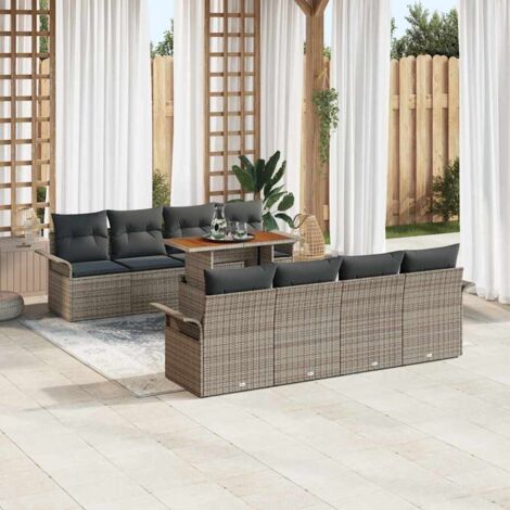 vidaXL Ensemble de canapé de jardin avec coussin 7 pcs Gris polyrotin (1/5)